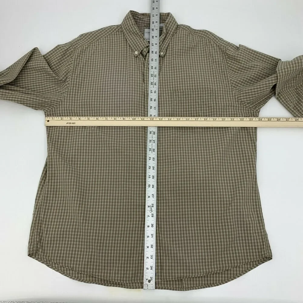 J.Crew Button Down Collar Shirt Men's Size L Stone Gray Long Sleeve 100% Cotton